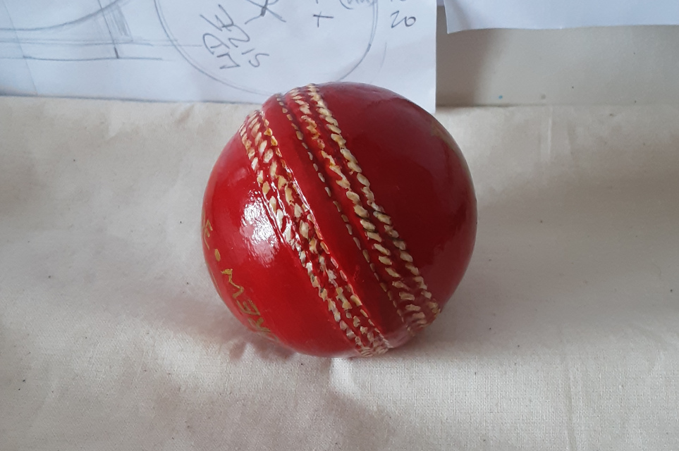 15. Life size cricket ball containing ashes