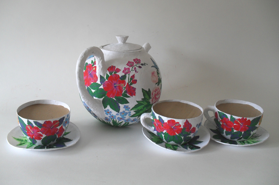 36. Hibiscus and butterfly tropical tea set for sharing (view 2)